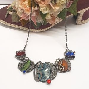 Stunning Multi Color Acrylic MOP Statement Necklace